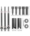 Badass 12 Piece Motorcycle Bearing Puller Tool Set Heavy Duty Internal Removal Kit For Tight Spaces And Deep Reach Extractors Case Safe No Hammer Work Restricted Engine Bays Ideal For Your Iron Horse Garage Grind, steel parts with sizes shown