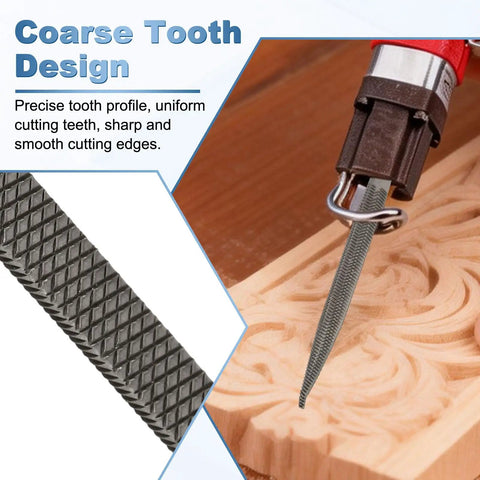 Proven Job Ready Pneumatic Air File Set With Five Square Steel Burrs Designed For Fast Metal Grinding Polishing, showcasing coarse tooth design.