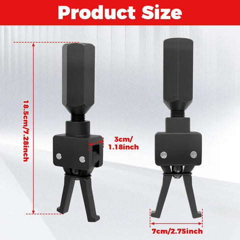 Heavy Duty Pilot Bearing Puller Kit With Steel Construction showing product dimensions, two views
