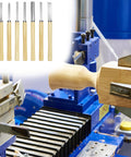 Eight Piece Wood Turning Chisel Set With Lathe Tools, Pro Grade Triple Tempered Chromium Vanadium Steel in use on lathe