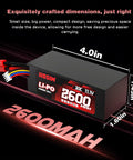 Beefy 2 Pack 11.1V 2600mAh LiPo Battery for Brushless RC Cars Trucks Boats, 3D model dimensions and design features