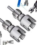 Kickass Dual Function Pipe Threading Tool Kit for 1/2 and 3/4 in PVC Pipes with steel cutters for electric drill use.