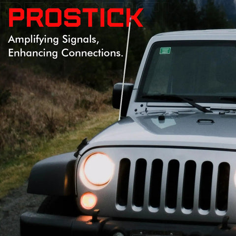 SUV with Four Foot Fiberglass CB Radio Antenna, 1000 Watt Rating, White Finish, VibraSorb Anti-Breakage Design on country road