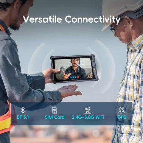 Hardened 10.1 Inch Rugged Tablet With Android 14 And 4G LTE Built Tough To Crush Any Job Site Grind IP65 Rated And MIL STD 810H Certified showing video call features.