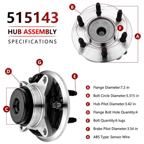 2WD Front Wheel Hub Bearing Replacement for 2011 2012 2013 2014 Ford F 150 Expedition Navigator Front Wheel Hub Assembly Direct Fit Premium QA Tested Now