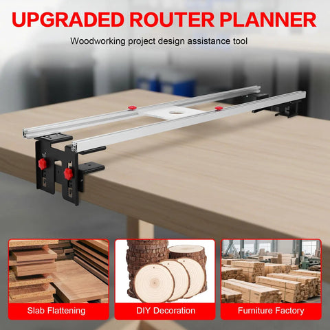 48-Inch Precision Planer Trolley Kit With Reinforced Rails And Router Flattening Sled System on tabletop for woodworking.