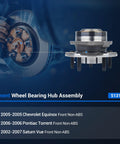 Front Wheel Hub And Bearing Assembly 5 Lug Non ABS 513190 for Chevy Equinox 2005 Saturn Vue 2002-2007 Pontiac Torrent 2006