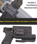 Built Tough As Nails Metal Belt Clip For IWB OWB Concealed Carry Rig And Every Day Sheath With Complete Hardware Kit In Clean Dark Gray Tone crafted stateside on gun holster.