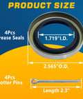 Trailer Hub Seal Kit Dope 4 Pack Fits 3500 Lb Five Lug Hubs With EZ Lube Axles 1719 ID And 2565 OD Replacement For Dexter 01001900 And Other Popular Spindles Includes Cotter Pin. 4 grease seals and cotter pins, 1.719 ID x 2.565 OD