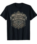 Cool Vintage Millwright T Shirt For Industrial Workers And Mechanics Featuring Crossed Gears Wrench And Hammer Craftsman Gear Design.