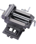 Six Inch Cross Slide Vise For Drill Press And Milling Workbench Heavy Duty Bench Clamp Machine with metal jaws and adjustable screws.