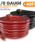 1/0 Gauge CCA Power And Ground Wire Kit 40 Ft Total 20 Ft Red 20 Ft Black With Free Wire Cutter For Car Amplifier Power And Ground Cable Big Three Upgrade Solar RV, rolled wires