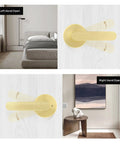Heavy Duty Gold Door Knob And Lever Set, 6 Pack, Keyless Passage Door Hardware shown open in left and right hand views.