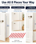 Doggo Approved Door Frame Guards Eight Pack Clear L Shaped Edge Protectors cover door edges with flexible design and accurate measurements.