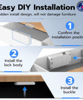 Easy DIY installation of Hidden No Drill Adhesive Magnetic Cabinet Lock With Five Unlock Methods App Apple Watch RFID NFC Bluetooth