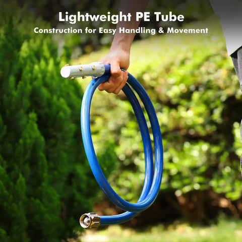 Adjustable Outdoor Misters for Patio 360 Degree Misting Cooling System with 8 Brass Nozzles, 6ft blue hose in hand