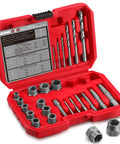 26 Piece Bolt Extractor Kit With Screw And Drill Bit Set Multi-Spline And Spiral Extractors For Broken Studs And Fittings