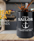 I Don't Need Coffee I Need Boating Time 15oz Black Sailor Mug For Boaters Sailboat Lovers with anchor design