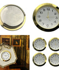 Pack Of 4 55mm Quartz Round Clock Heads With Arabic Or Roman Numerals for crafting and repair, alloy and stainless steel parts.