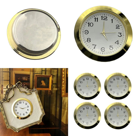 Pack Of 4 55mm Quartz Round Clock Heads With Arabic Or Roman Numerals for crafting and repair, alloy and stainless steel parts.