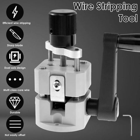 Hella Tough Manual Drill Powered Wire Stripper Machine For Copper Cable Recycling Portable Scrap Wire Peeler Fits 2 To 20 Mm Gauge close-up of wire stripping tool with sharp blade and durable design.