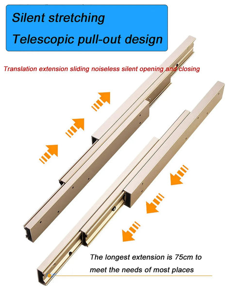 Heavy Duty Telescopic Pull Out Drawer Slides For Desks, Kitchen Islands And Countertops With Rust Resistant Aluminum Alloy