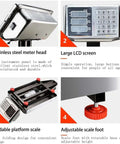 Heavy Duty Digital Postal Scale With 660 Lb Capacity Foldable Platform Stainless Steel Build Dual Sided Display features close-up of parts