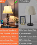 Comparison chart of two lamps showing features of the Farmhouse Table Lamp Set Of 2 With 3 Way Dimming Vintage Bedside Lamps.