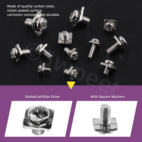 Top Shelf Nickel Plated Carbon Steel Terminal Block Screws With Square Washers Assortment Kit M3 M3.5 M4 M5 Sizes showing assorted screws and washers.
