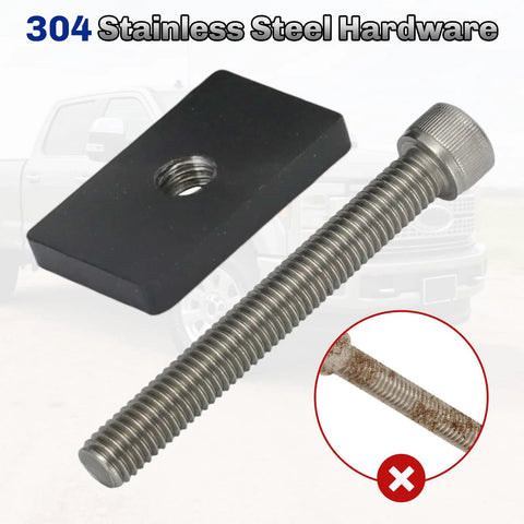 Product image of Stainless Steel 4 Piece Truck Bed Stake Pocket Mounting Kit For Pickup Trucks With Standard Rail Pockets Heavy Duty Tough As Nails Stake Pocket Mounts For Easy Install And Long Lasting Durability, 304 stainless screw and rubber block