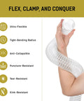 Person bending Heavy Duty Dust Collection Hose 2.5 Inch X 10 Feet, Ultra Flexible Clear PVC Debris Vacuum Hose With Puncture Resistance