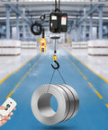 Beefy 3 In 1 Electric Hoist Winch Featuring A Tough 1100 Pound Lift Capacity And Mighty 1500 Watt Motor with remote lifting steel coil.