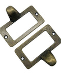 20 Pack Antique Bronze Zinc Alloy Label Frame Drawer Pulls for Drawers and Cabinets, Vintage Industrial Style, Close-up View