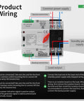 Diagram showing wiring connections for 100 Amp Dual Power Transfer Switch 2 Pole Automatic Manual Changeover 110V 50 60 Hz Din Rail Mounted