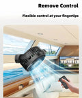 Two Pack Magnetic Cruise Fans With LED Display And 12000mAh Battery Pack Battery Operated Magnetic Mount Timer And Lighting Perfect Cabin Fan For Cruises Sleeping Camping Travel Essentials 2026 in a cruise cabin with remote control showcasing air flow