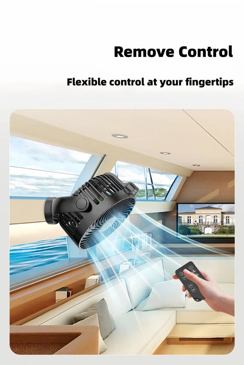 Two Pack Magnetic Cruise Fans With LED Display And 12000mAh Battery Pack Battery Operated Magnetic Mount Timer And Lighting Perfect Cabin Fan For Cruises Sleeping Camping Travel Essentials 2026 in a cruise cabin with remote control showcasing air flow