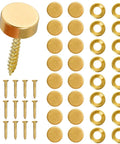 16 Pack Sweet Looking Brass Decorative Screw Caps And Covers Half Inch Vintage Hardware Finishers For Furniture Mounting including gold caps and screws.
