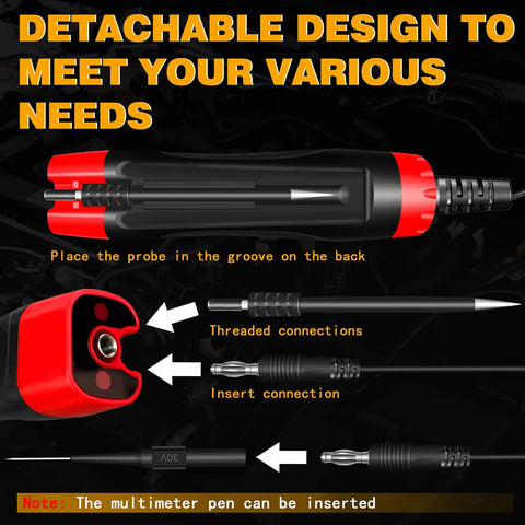 4 To 75V LCD Automotive Test Light With Built In Voltage Meter And Buzzer Electric Probe Pen For Car Battery Polarity Continuity And Fuse Checks Wide Range Auto Circuit Tester For Vehicle Electrical Systems, detachable probe