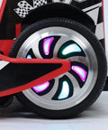 Close-up of rear wheel with LED lights on a red Electric Go Kart For Kids And Teens 36V Ride On Drift Kart With 350W Motor