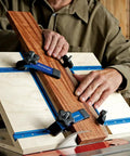 T Track Hold Down Clamp 5-1/2 Inch Long For Workbenches, Jigs, And Machine Tables securing wood piece on jig