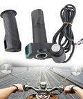 Electric Throttle Grip With Ignition For Scooters And E Bikes, with voltmeter readout, plug and play, handlebar, cable view