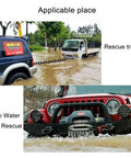 Badass Heavy Duty Hauling Chain With Double Trailer Hooks Built From Industrial Strength Electroplated Steel, aiding vehicle rescue in deep water.