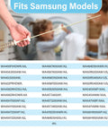 4 Pack DC97-16350 Series Suspension Rods Replacement Kit fits Samsung models chart with person holding a rod in the foreground.