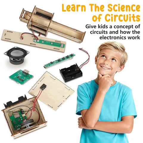 Karaoke STEM Kit For Kids 8 12 Build Your Own Bluetooth Speaker And Microphone DIY Electronics Toy For Boys And Girls Hands On Science Fun Learn By Making A Mini Karaoke Machine Great Birthday Gift 9 10 11 12, wood speaker parts and boy