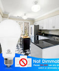 No Fuss Motion Sensor LED Bulbs A21 Shape E26 Base 14.5W 100W Equivalent 1500 Lumens Daylight 5000K Auto On Off For Porch Garage Patio 2 Pack Dusk to Dawn with 360 Degree Sensing and About 10 Feet Reach, kitchen bulb not dimmable
