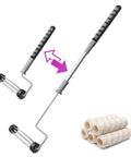 Extendable 9 Inch Paint Roller Kit With 6 Pack Includes Five Microfiber Roller Covers 1/2 Inch Nap Telescoping Roller Frame From 18 To 36 Inches For Walls Ceilings Floors And All Your Home DIY Painting Projects, showing extendable frame and microfiber covers.