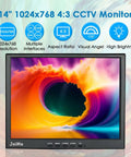 14-Inch 4:3 Security Monitor With No Image Stretching, Tough Metal Housing, Native 1024x768 Display, BNC HDMI VGA AV USB Inputs