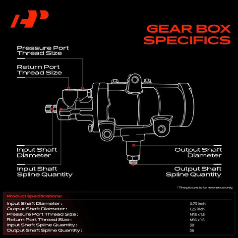 Top Notch Direct Fit Power Steering Gearbox Replacement Fits Chevrolet C1500 C2500 Suburban technical specifications diagram.