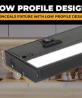 18 Inch Under Cabinet Lighting Kit In Black Finish, Dimmable Undercabinet Lights With 3 CCT Options, low-profile kitchen setup
