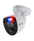 Add On 4K Security Bullet Cam with Flashing Lights and Sensor Spotlight for Indoor or Outdoor Use, Dusk to Dawn Color Night Vision